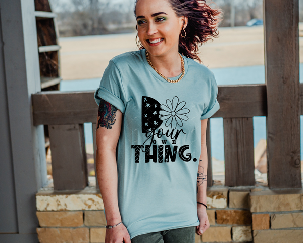 Do Your Own Thing (black lettering, daisy for "O") 9043 DTF TRANSFER