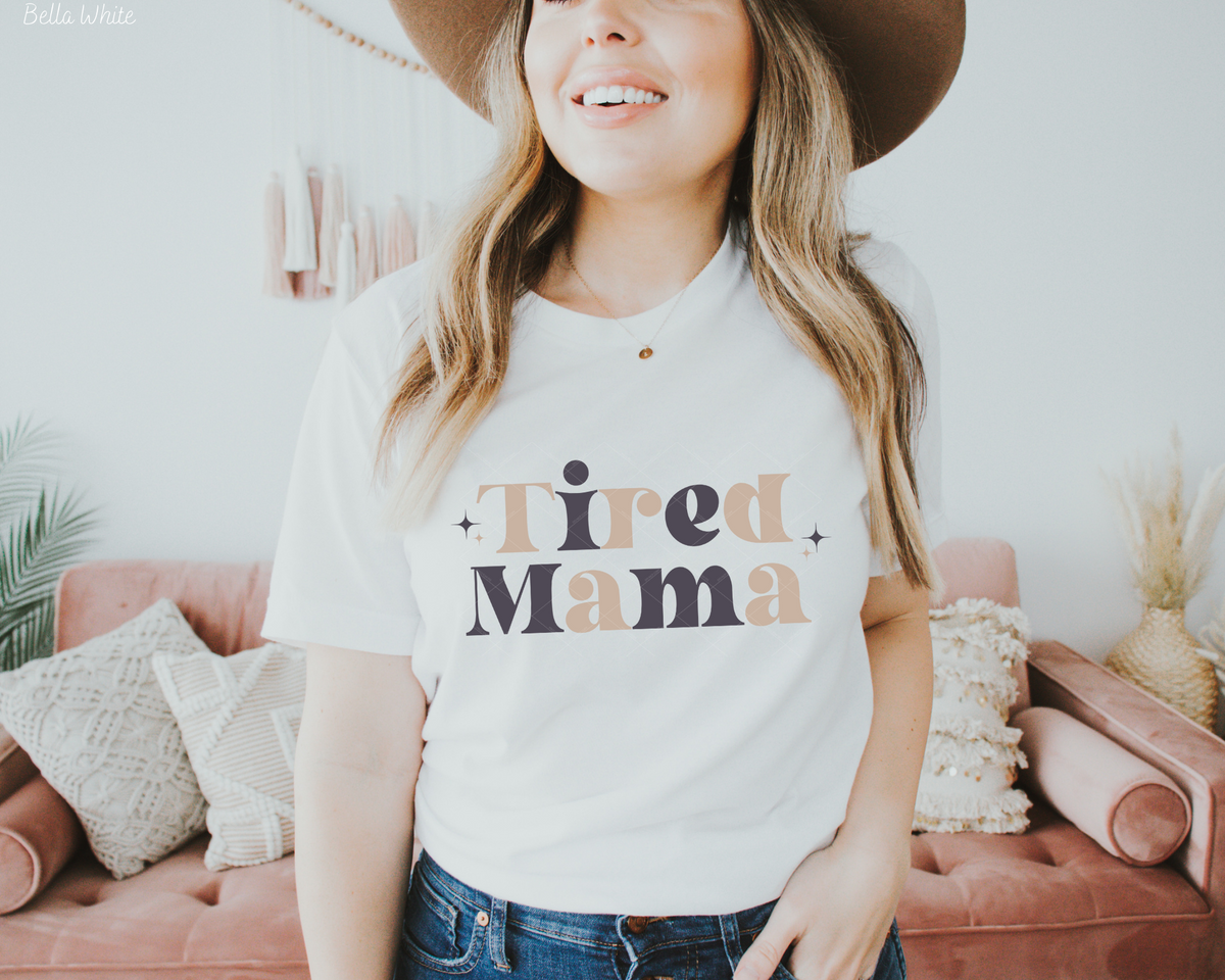 Tired Mama (Light Pink Purple Font) 112504 DTF TRANSFER