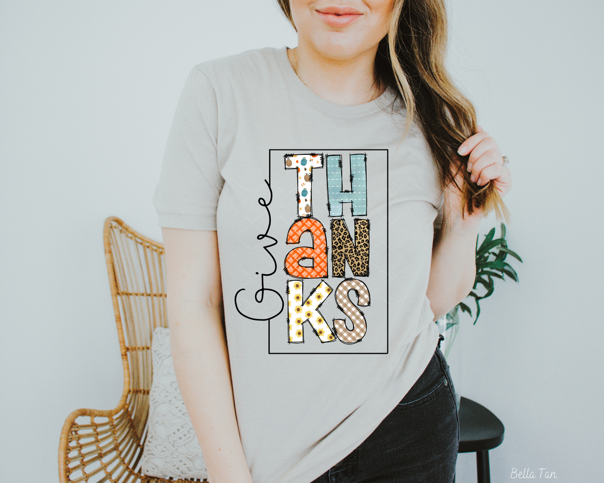 Give Thanks Leopard Sunflower and Pumpkin Lettering 8346 DTF TRANSFER