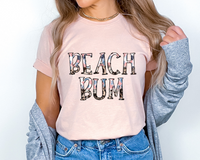 Beach Bum (filled lettering, leopard and palm leaves) 1934 DTF Transfer