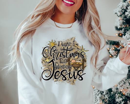 I want a Christmas That Whispers Jesus Leopard (Black Font) 8705 DTF TRANSFER