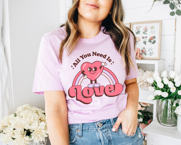 All You Need Is Love Heart Pink Font 296 DTF TRANSFER