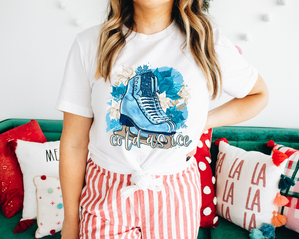 Cold As Ice Blue Skates (White Font) 276 DTF TRANSFER
