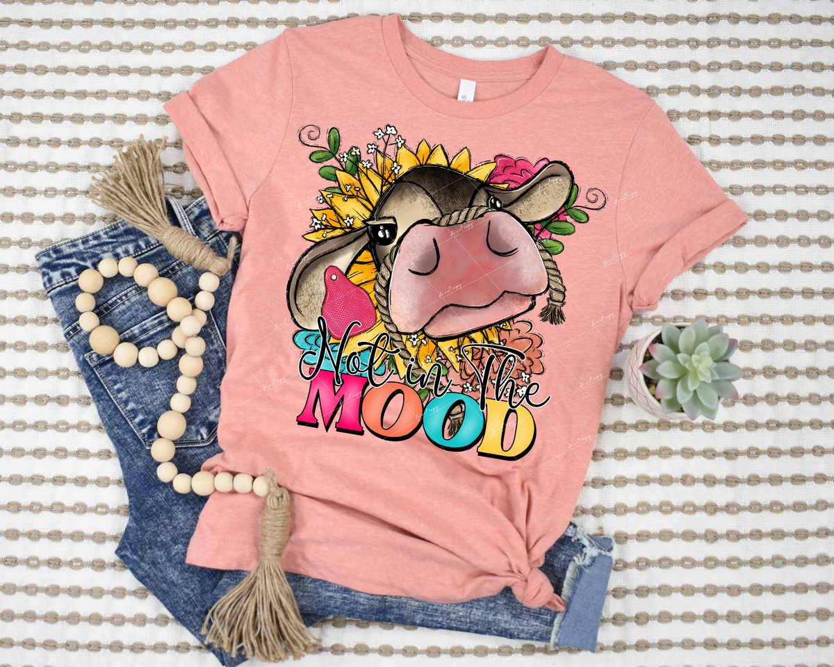 Not in the mood (cow, bright colors, sunflower) 1772 DTF TRANSFER