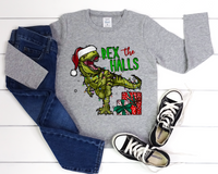 Rex The Halls T-Rex Wearing Santa Hat 8438 DTF TRANSFER