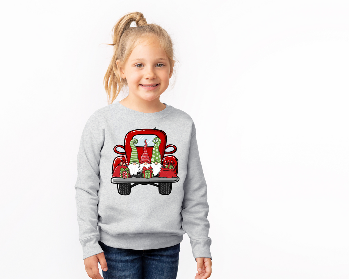 Gnomes Red Truck Green Hats Presents 112670 DTF TRANSFER