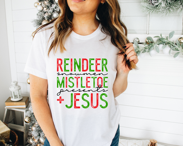 Reindeer Snowmen Mistletoe Presents Jesus Red Green DTF TRANSFER