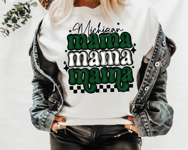 Michigan mama (green and white) 1750 DTF TRANSFER