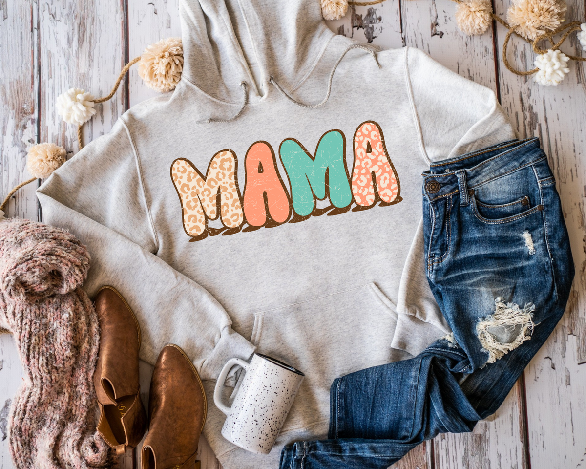 Mama Leopard Teal Retro Font 112303 DTF TRANSFER