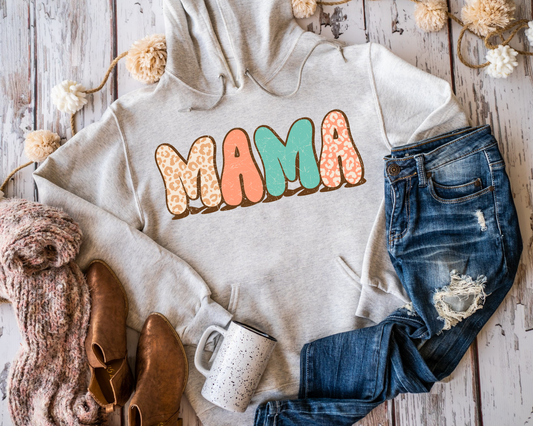 Mama Leopard Teal Retro Font DTF TRANSFER