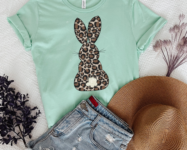 Leopard Easter bunny back with glitter tail 1671 DTF TRANSFER