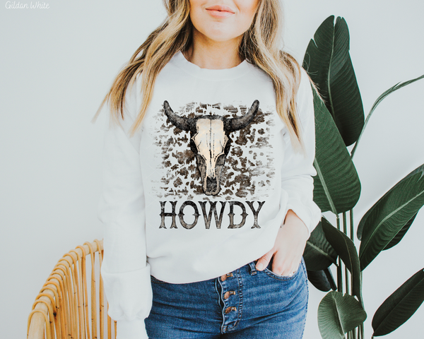 Howdy Skull Head Cow Print (Brown Font) DTF TRANSFER