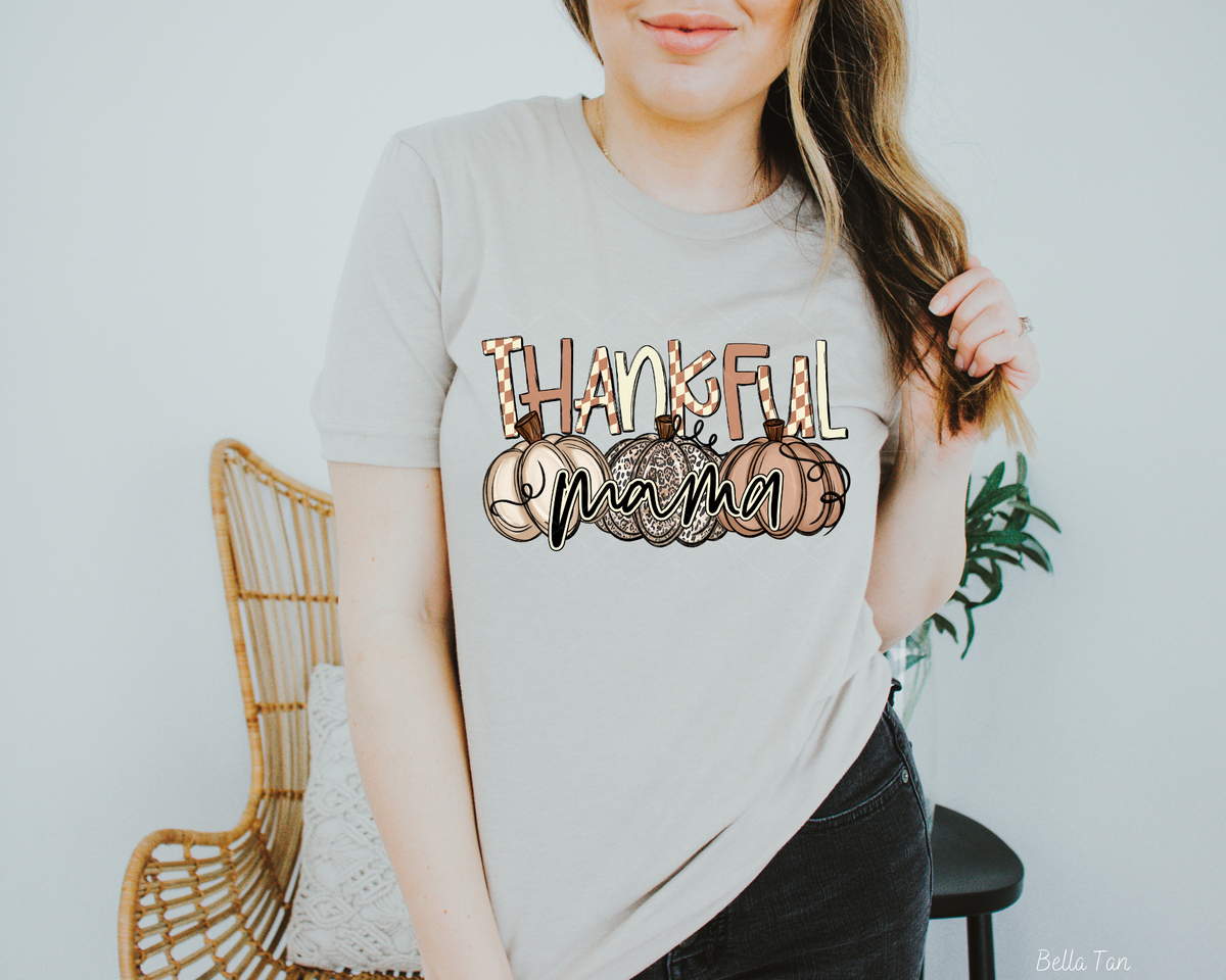 Thankful Mama Leopard Pumpkins Checkered 112415 DTF TRANSFER