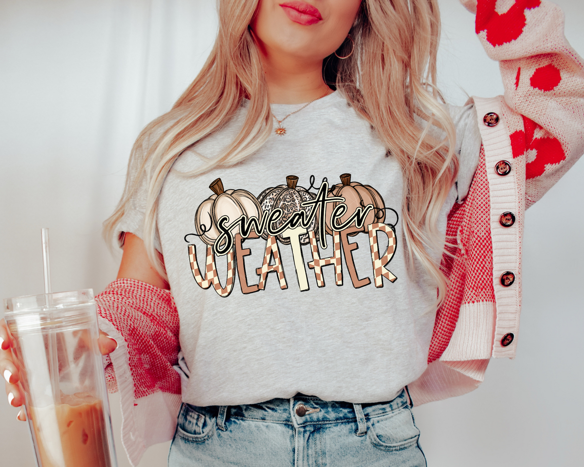 Sweater Weather Leopard Pumpkins Checkered 112412 DTF TRANSFER