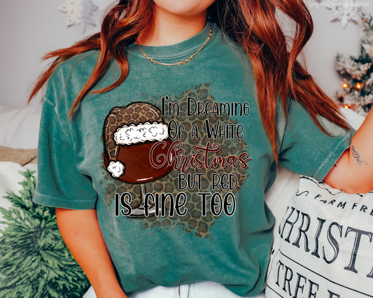 I'm dreaming of a white Christmas but red is fine too Wine glass (Black Red Font) 1136 DTF TRANSFER