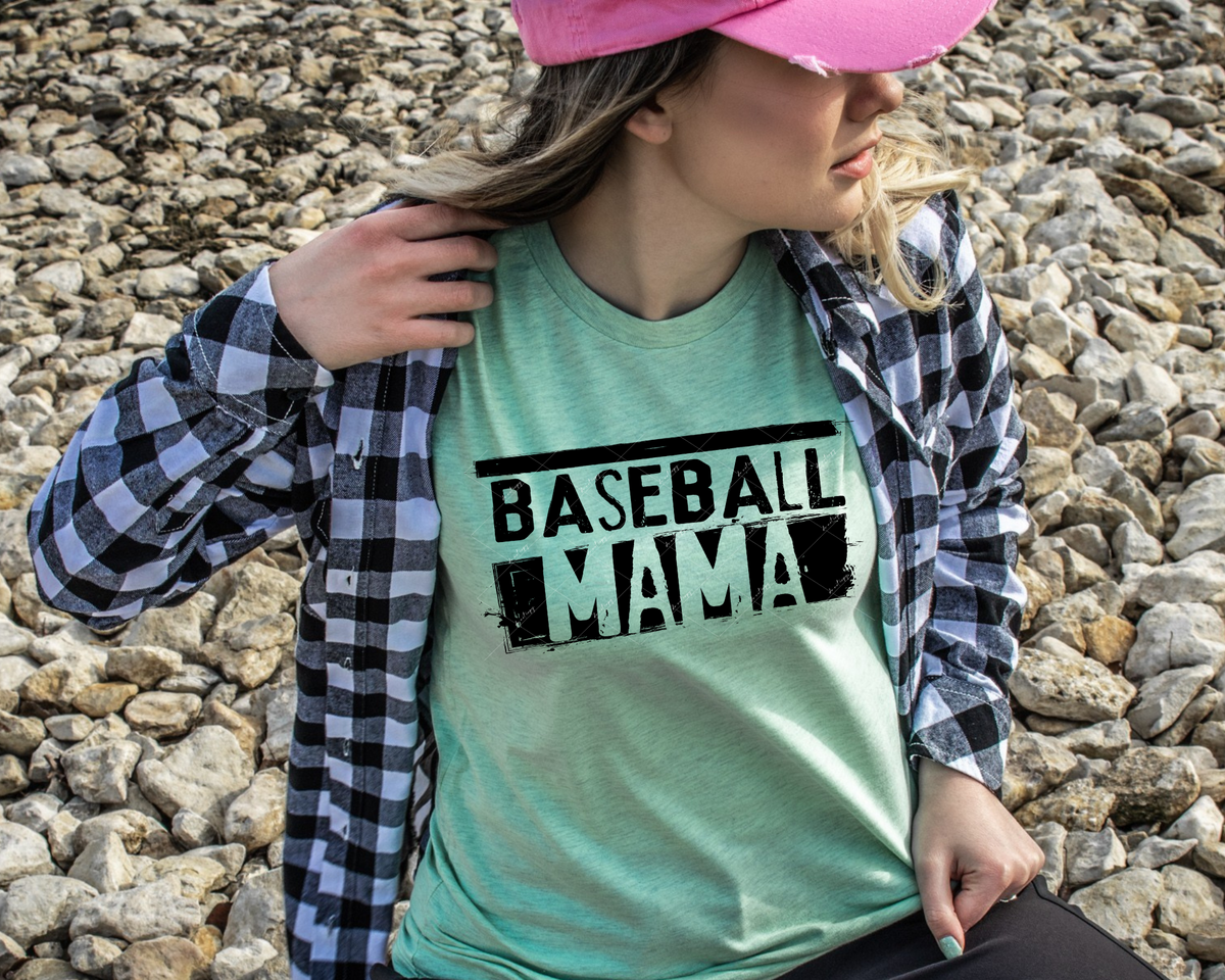 Baseball Mama (stencil block lettering, black lettering) 1928 DTF TRANSFER