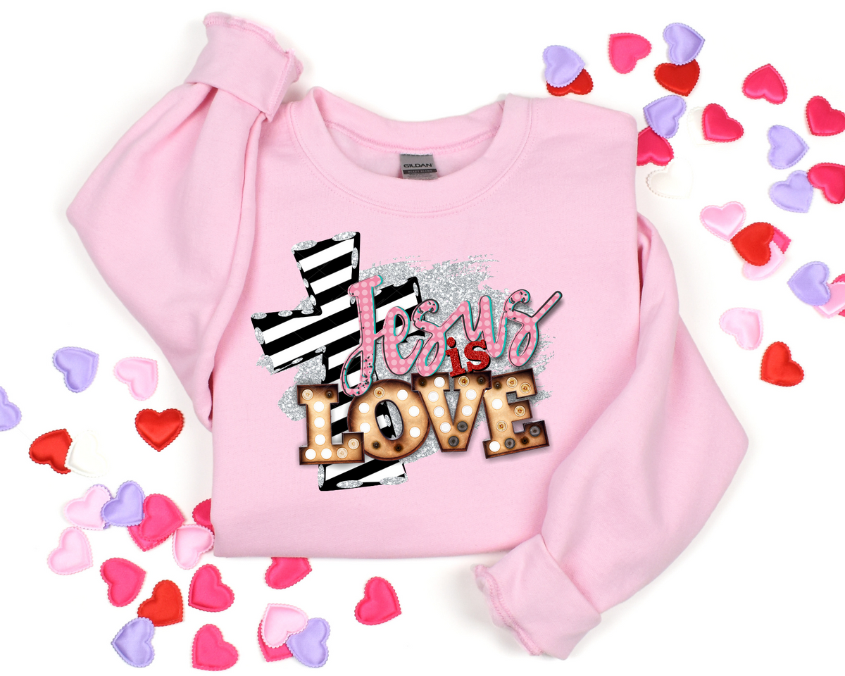 Jesus Is Love White Black Cross 112583 DTF TRANSFER