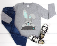 Grey Bunny Name Frame Teal DTF TRANSFER