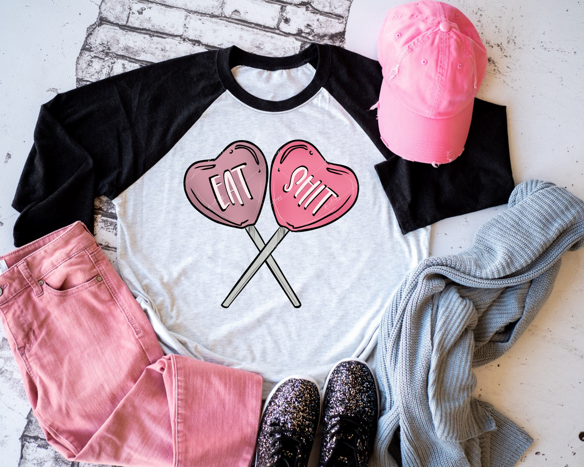 Eat Shit (two suckers criss crossed, in pink colors) 1370 DTF TRANSFER