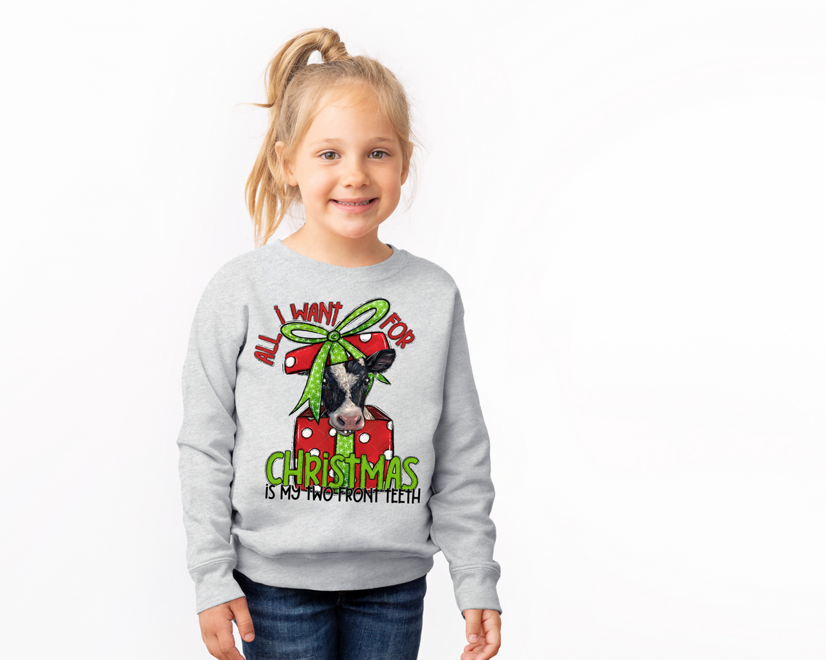 All I Want For Christmas Is My Two Front Teeth Cow DTF TRANSFER