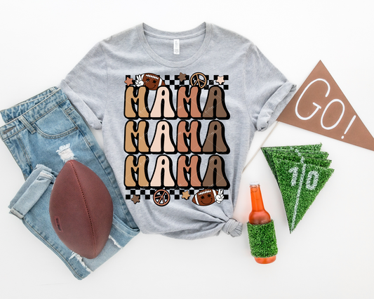 Mama Mama Mama (football elements, racing checkers, neutral colors) DTF TRANSFER