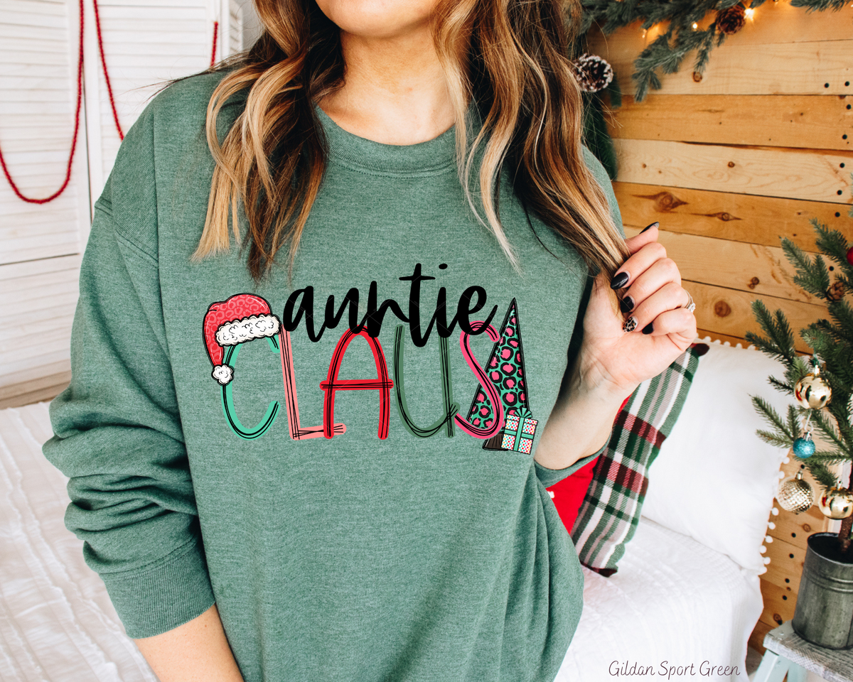 Auntie Claus Santa Hat Leopard Tree 8578 DTF TRANSFER