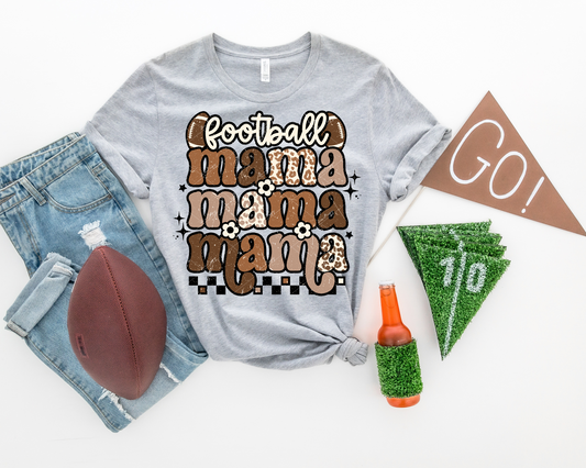 Football Mama Mama Mama (browns, football, checker, leopard, distressed) 1406 DTF TRANSFER