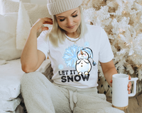 Let it Snow (snowman, snowflake, light blue) DTF TRANSFER