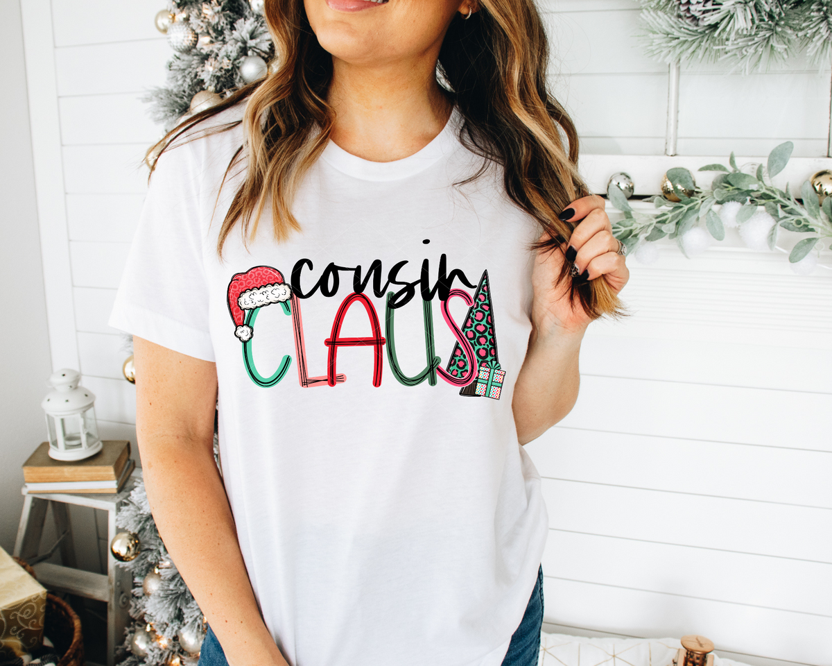 Cousin Claus Santa Hat Leopard Tree 279 DTF TRANSFER