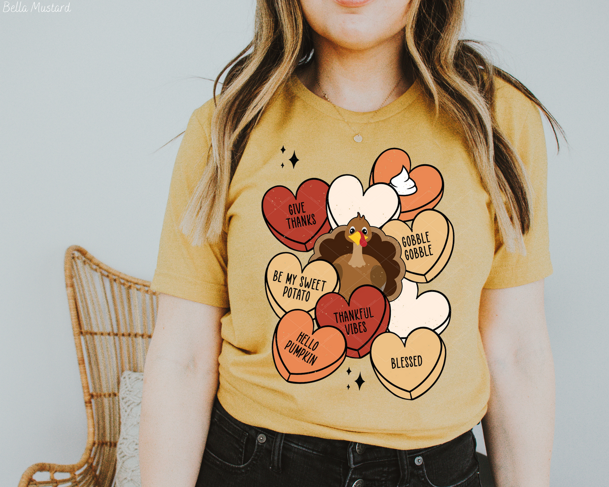 Thanksgiving Hearts Turkey Stacked (Black Font) 112549 DTF TRANSFER