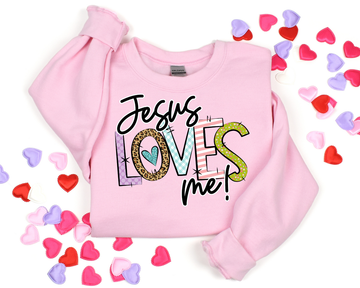 Jesus Loves Me Teal Heart 112584 DTF TRANSFER