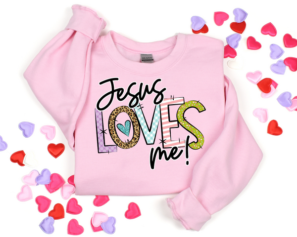Jesus Loves Me Teal Heart DTF TRANSFER