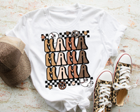 Mama Mama Mama (baseball elements, racing checkers, neutral colors) 9020 DTF TRANSFER