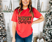 Merry Christmas Leopard Black Font 8595 DTF TRANSFER