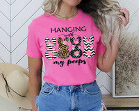Hanging with my peeps (four peeps, black, hot pink floral, stipes, chevron, polka dots, leopard print) 1467 DTF TRANSFER