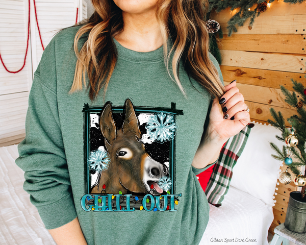 Chill Out Donkey Snowflakes 1149 DTF TRANSFER