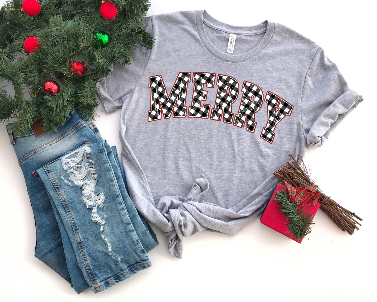Merry (gingham pattern, black, red and white) 1660 DTF TRANSFER