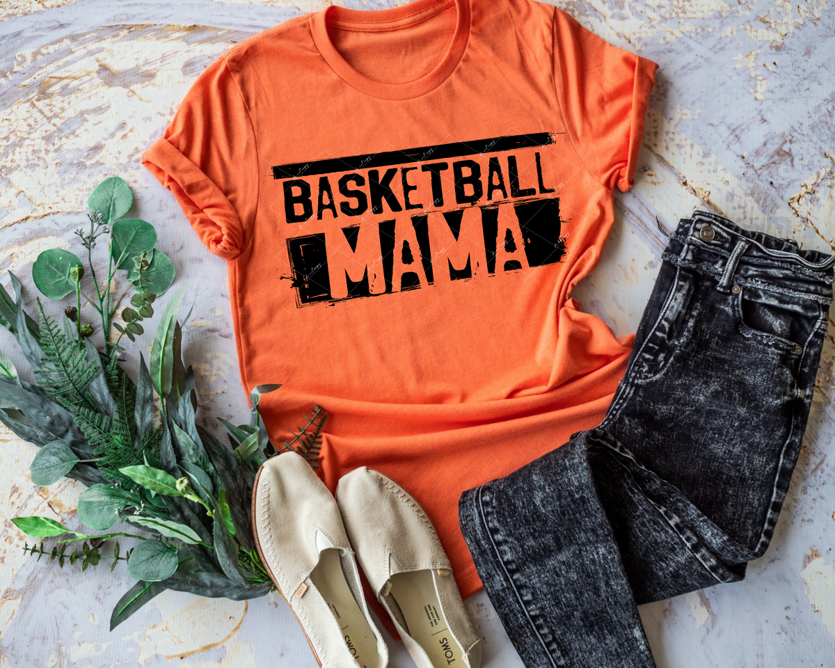Basketball Mama (stencil block lettering, black lettering) 1931 DTF TRANSFER
