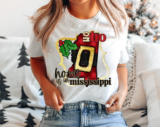 Ho Ho Home Is In Mississippi Santa Belt State (Black Red Font) 1189 DTF TRANSFER