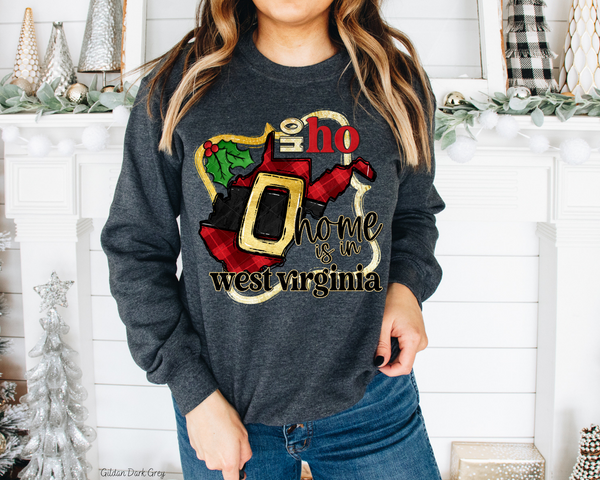 Ho Ho Home Is In West Virginia Santa Belt State (Black Red Font) 8724 DTF TRANSFER