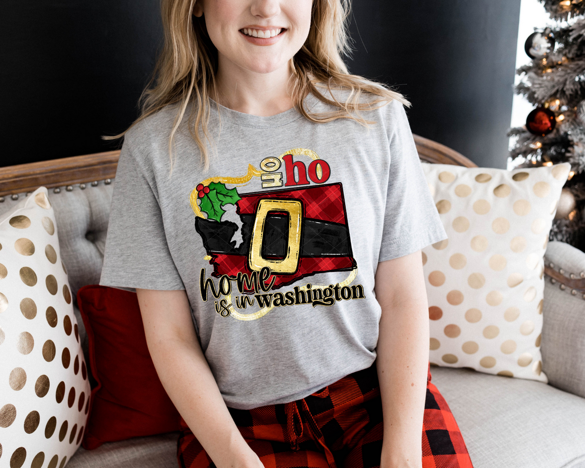 Ho Ho Home Is In Washington Santa Belt State (Black Red Font) 112500 DTF TRANSFER