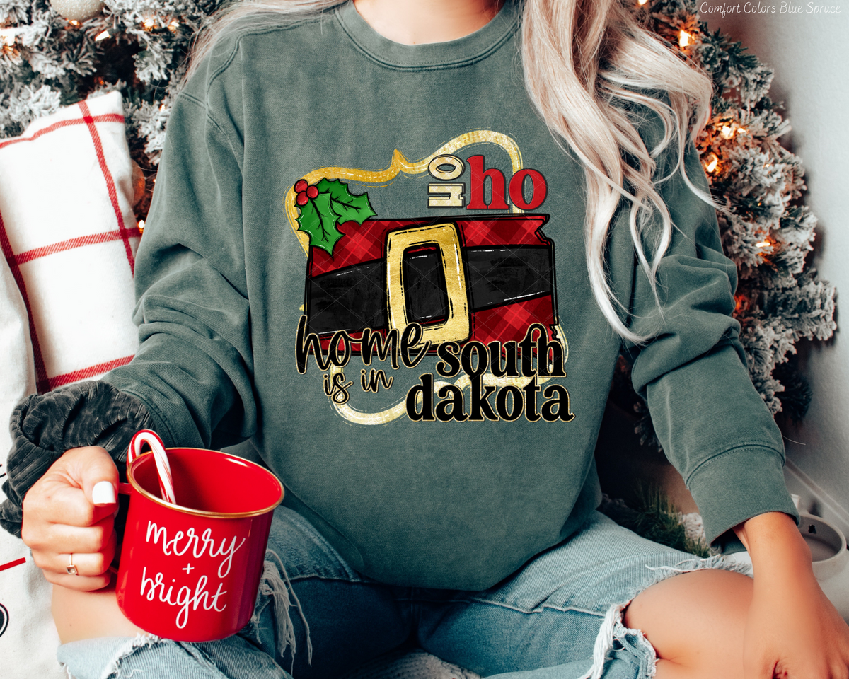 Ho Ho Home Is In South Dakota Santa Belt State (Black Red Font) 112536 DTF TRANSFER