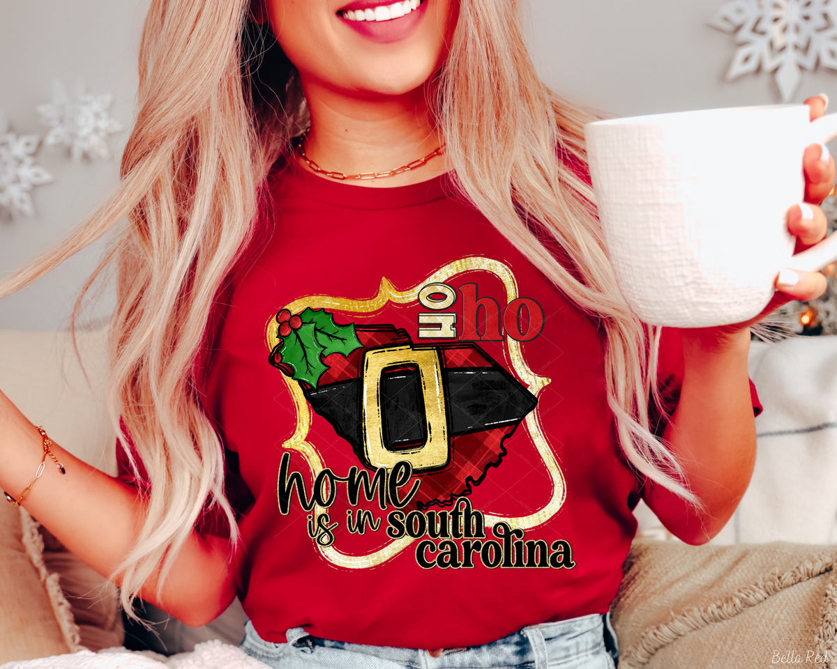Ho Ho Home Is In South Carolina Santa Belt State (Black Red Font) 112535 DTF TRANSFER