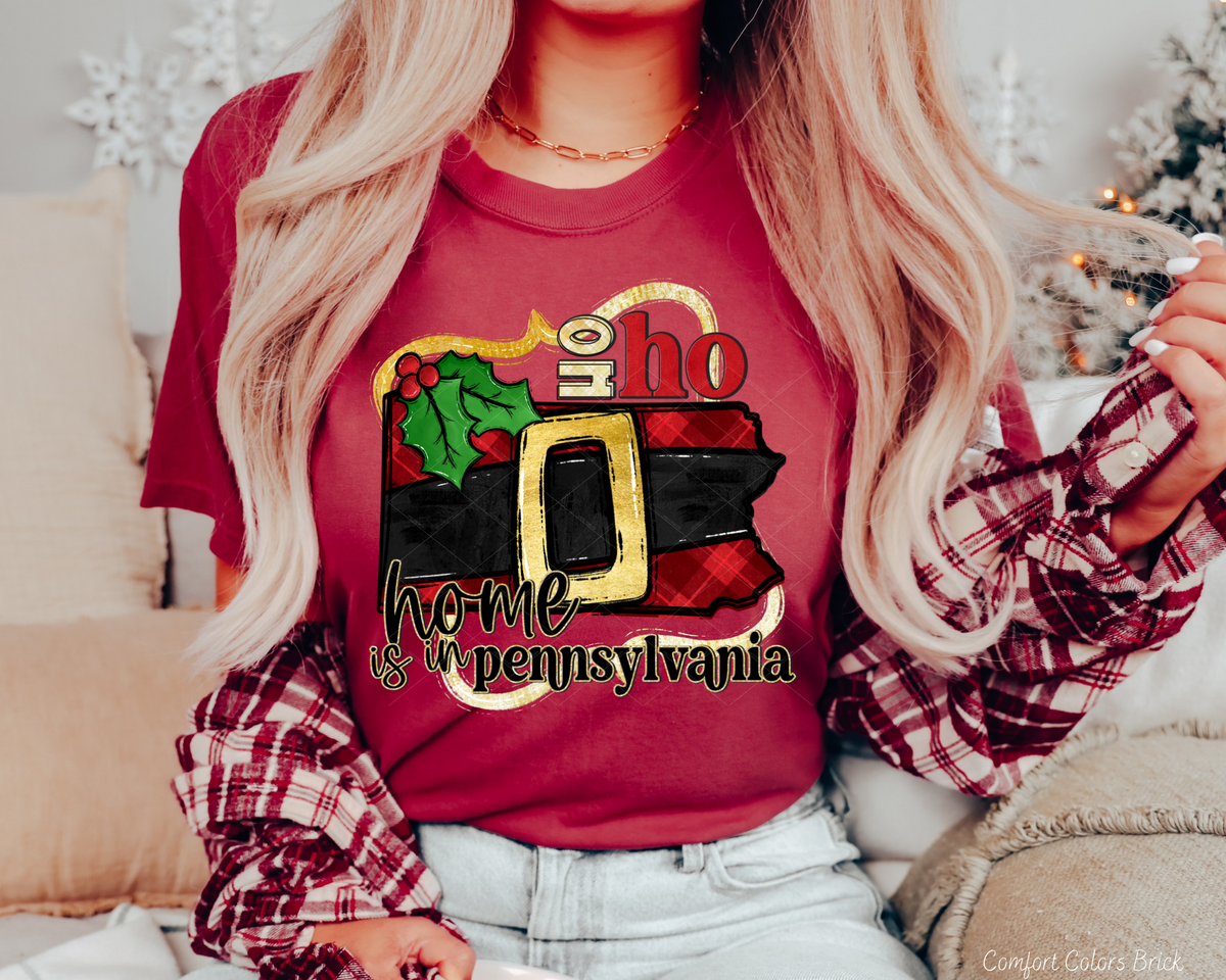 Ho Ho Home Is In Pennsylvania Santa Belt State (Black Red Font) 112533 DTF TRANSFER
