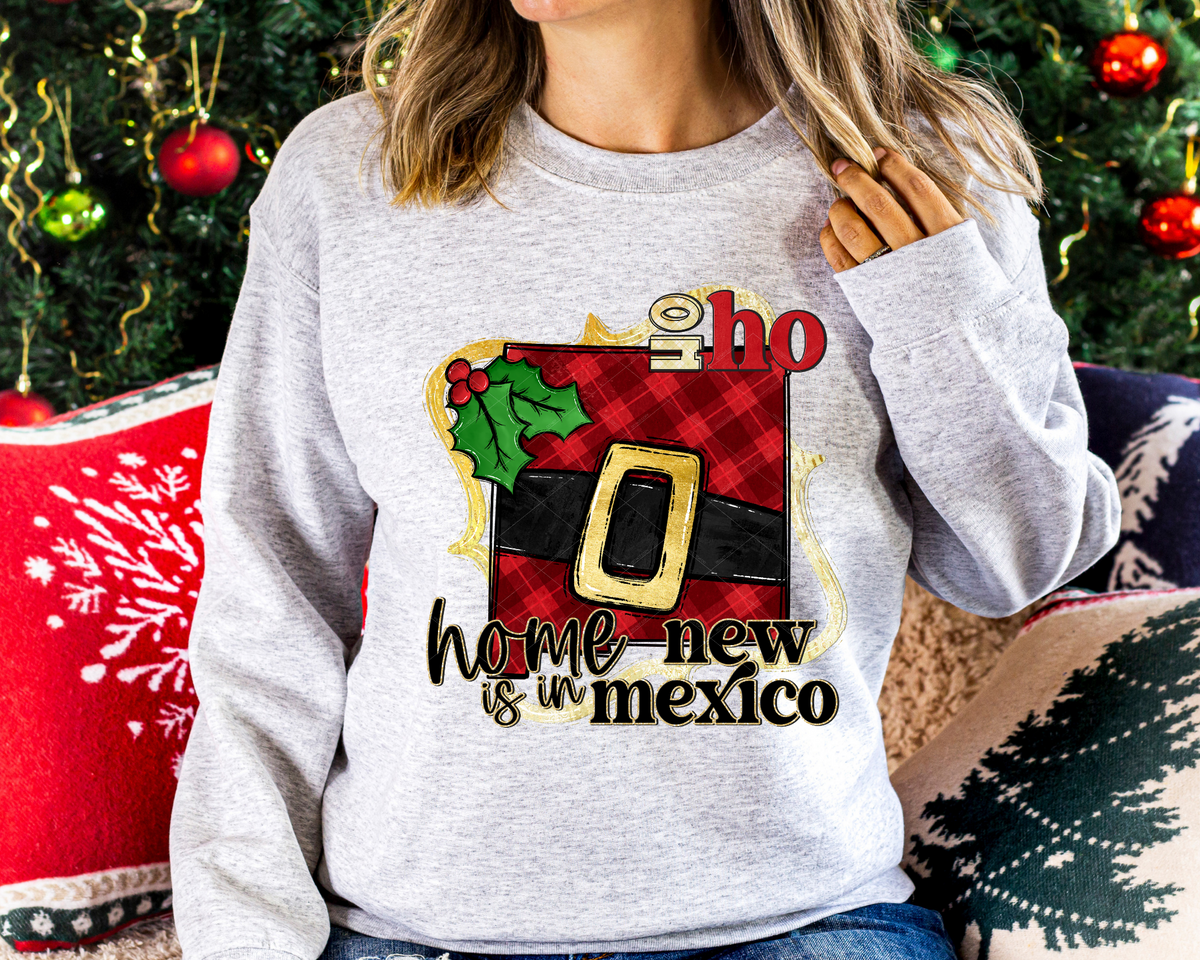 Ho Ho Home Is In New Mexico Santa Belt State (Black Red Font) 112528 DTF TRANSFER