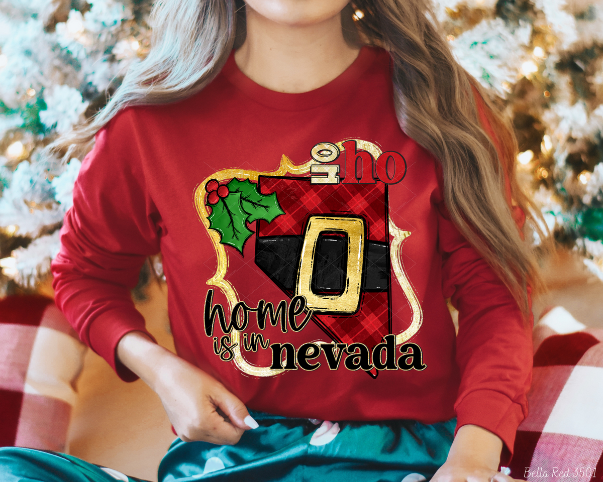 Ho Ho Home Is In Nevada Santa Belt State (Black Red Font) 112526 DTF TRANSFER