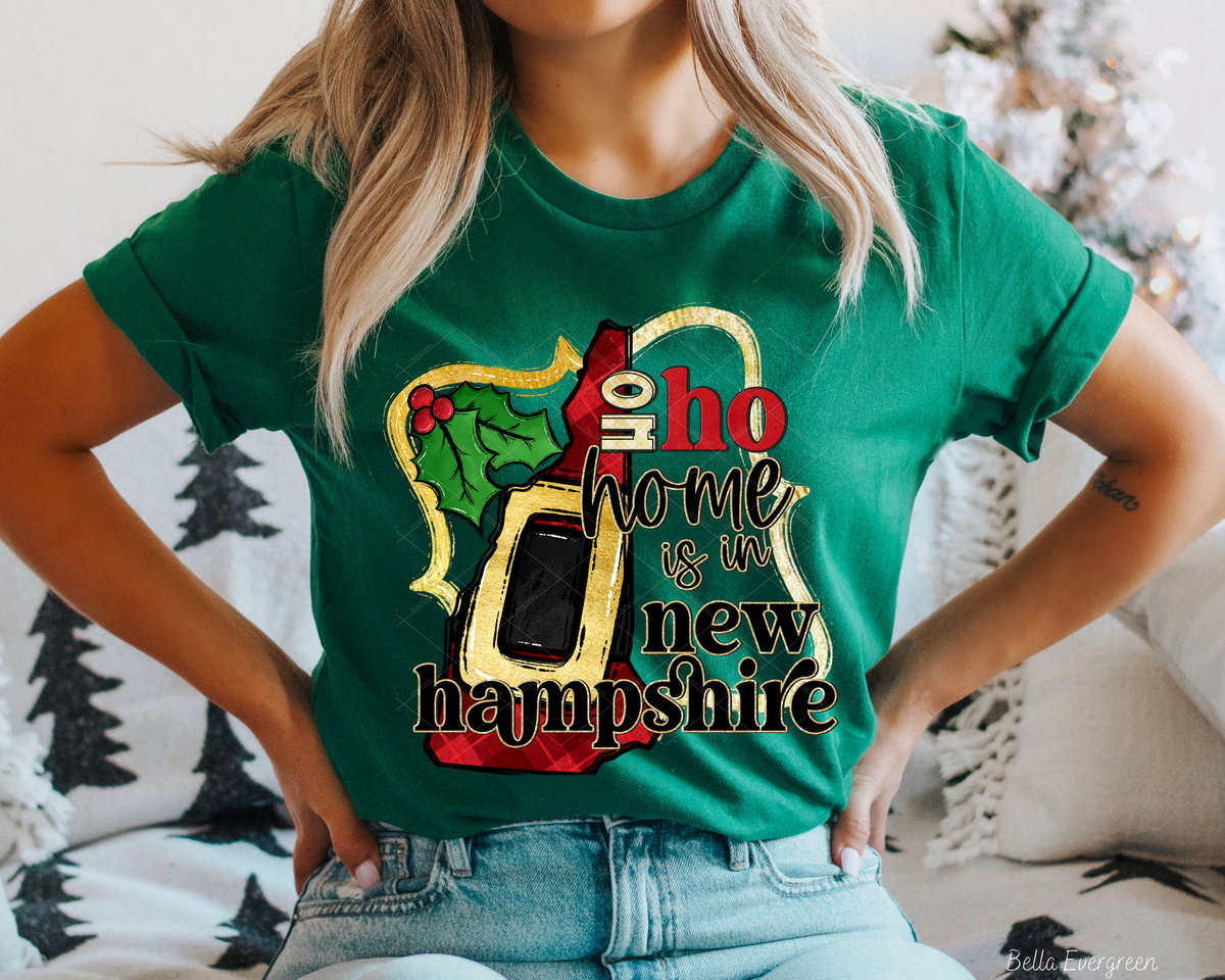 Ho Ho Home Is In New Hampshire Santa Belt State (Black Red Font) 112527 DTF TRANSFER