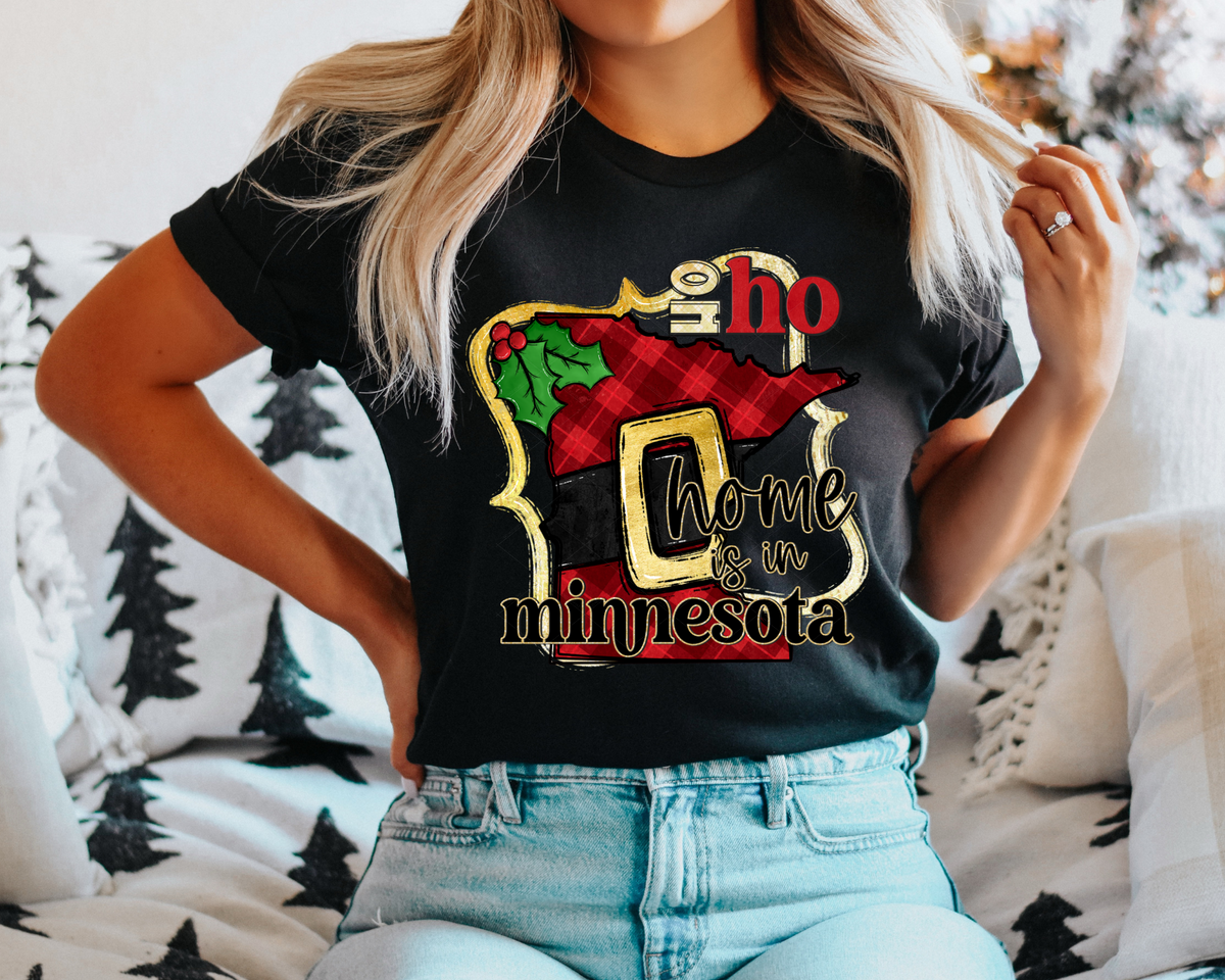 Ho Ho Home Is In Minnesota Santa Belt State (Black Red Font) 112523 DTF TRANSFER