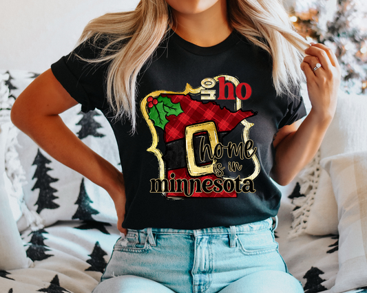 Ho Ho Home Is In Minnesota Santa Belt State (Black Red Font) DTF TRANSFER