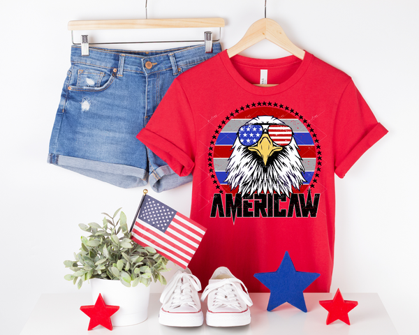 Americaw (eagle with flag sunglasses, black lettering) 1215 DTF TRANSFER